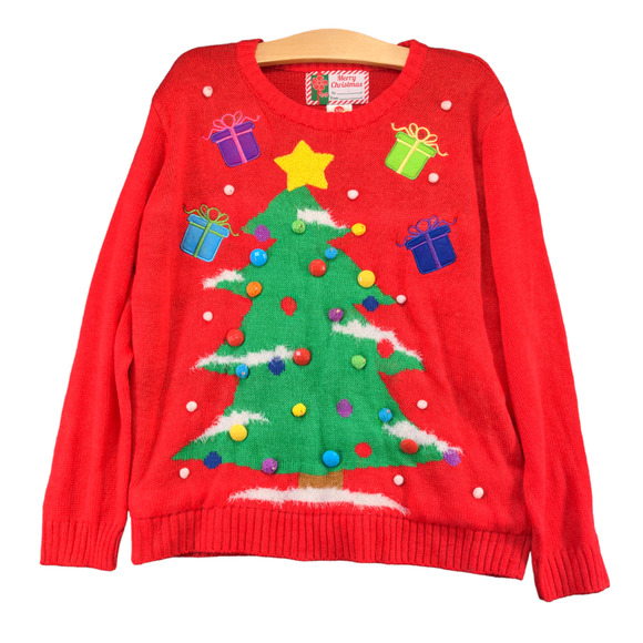 Merry Christmas Women's Christmas Tree Sweater Red S/M LED Lights W/Tags - Picture 1 of 11